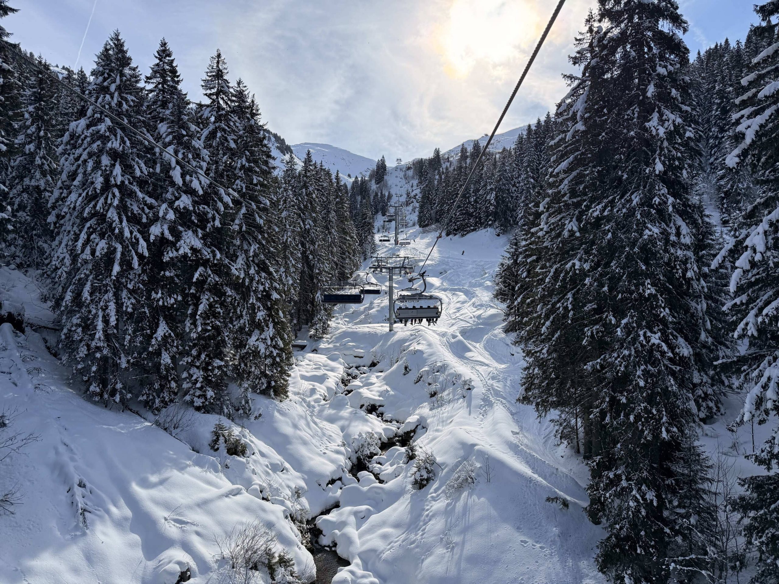 Fresh snow and winter ski conditions in the Alps